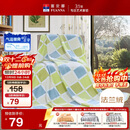 富安娜家纺毛毯 双人加大空调毯午睡毯法兰绒毯子 邂逅阳光180*200cm 绿