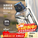 乐扣乐扣（LOCK&LOCK）小水库大容量塑料运动水杯户外冷水壶刻度把手男女杯子2.2L灰色