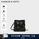 CHARLES&KEITH迷你菱格流浪包单肩斜挎双肩包包女包生日圣诞礼物CK2-60782390 【S号】Black黑色 S