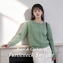 【京东直采】2026新年羊绒羊毛拉绒衫女士百搭打底毛衣无缝针织衫 开衫-花绿 均码 （90-145斤） 【3-15天发货】
