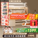 童博士儿童学习桌椅套装实木可升降多功能写字桌高中小学生书桌课桌椅子 1.2米实木桌+光谱大路灯+侧柜+追背椅橘 赠学习大礼包