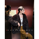 三吉黑花【绥香】国风珠片绣秋冬羊羔毛绒外套女新中式2025超火厚 深棕(毛绒内里) L