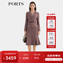 PORTS宝姿女装2025秋季新款深紫色质感肌理鱼尾连衣裙 深紫色 M （6）