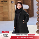 MsShe【100%绵羊毛】大码女装2025秋冬胖mm可拆连帽中长毛呢外套 深灰色现货 3XL