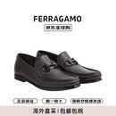菲拉格慕（Ferragamo）春夏新款Gancini手工商务休闲真皮男皮鞋688525 3E 黑