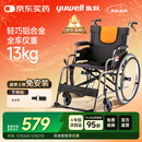 鱼跃 (yuwell)手动轮椅车H062折叠老人轻便免充气铝合金旅行手推代步
