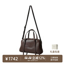 裘真植鞣头层羊皮悠悠保龄球包女复古休闲大容量手提单肩包 咖啡色肩带款-羊皮 预售11天