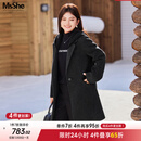 MsShe【100%绵羊毛】大码女装2025秋冬胖mm可拆连帽中长毛呢外套 深灰色现货 3XL