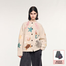 UOOYAA/乌丫2025冬季新款「奇幻海底」钉珠刺绣手作毛开衫 米白 S