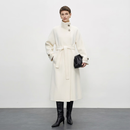 九上锦【达人严选】立领双面初剪羊毛大衣秋冬时尚气质百搭显瘦66006 米白色 S
