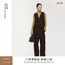 AUM噢姆【大秀同款】2025年冬季新款V领不对称设计马甲直筒西裤女 黑色下装 M