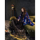 三吉黑花【寻芳】新中式烂花丝绒冬季半身裙女2025新款A字长裙子 檀棕 L