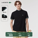 LACOSTE法国鳄鱼男装基础款时尚商务拼色领口舒适柔软短袖Polo衫|PH3773 031/黑色 L (180) 5