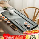 金镶玉绿檀石茶盘茶托喝茶木纹绿石功夫大号石头茶台 山水一色80*33*3.5