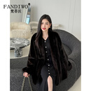 梵蒂沃（FANDIWO）进口貂皮大衣女整貂复古紫标天鹅绒水貂母中长款年轻皮草外套 宝嘉美 美国宝嘉美原色 L