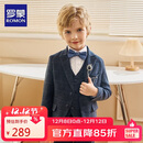 罗蒙儿童西装套装男童主持人花童礼服演出服 蓝线格五件套 140