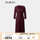 PORTS宝姿女装2025早春新款收腰连衣裙 LQ8D158SWF125 酱果紫 M
