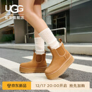 UGG秋季女士休闲舒适纯色厚底雪地靴烟囱时尚切尔西短靴 1134526 CHE | 栗色 37