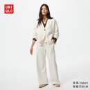 优衣库常规款女装直筒裤/内里摇粒绒保暖479695 30 浅米色 L /160/72A