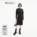 MO&Co.针织连衣裙绵羊毛羊驼毛裂口收腰高腰直筒灰色针织连衣裙 矿灰色 M 165