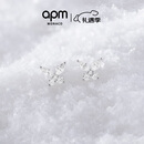 APM Monaco蝴蝶银耳钉女首饰耳钉简约气质时尚礼物送女友