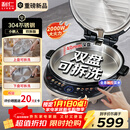 利仁（Liven）重磅新品电饼铛小钢人不锈钢0涂层上下盘可拆洗可调火40mm超深2000W双面加热家用电饼档LR-XGR3997