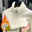 【商场同款】2025男士新款长袖时尚休闲百搭半拉链卫衣宽松显瘦 乳白色 【加绒加厚】 XL 【建议130-150斤】