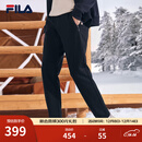 斐乐（FILA）官方冬季新款男子加绒保暖长裤针织直筒运动裤子百搭通勤休闲长裤 【经典款-加绒保暖版】正黑色-BK L 175/84A