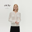 14361436精纺挑孔2026春夏新品精纺圆领网眼女士针织开衫 象牙白 L