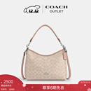 蔻驰（COACH）奥莱女士女包经典标志LAUREL 31号流浪包单肩包斜挎包腋下包礼物 SV/沙黄色/灰褐色