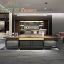 京多梦新中式大班台办公桌现代轻奢班台董事长办公桌E0级环保纤维板材质 2.8米班台(无副台)