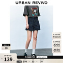 UR2026夏季新款女装时尚洗水明线描边口袋牛仔短裤UYU860030+ 蓝色 28