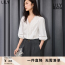 LILY2024夏新款女装舒适全棉气质温柔浪漫都市通勤套头雪纺衫衬衫 601白色 M