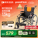 鱼跃 (yuwell)手动轮椅车H062折叠老人轻便免充气铝合金旅行手推代步