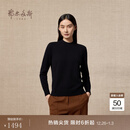 鄂尔多斯1980秋冬纯羊绒半高领虚提羊绒衫女修身羊绒衫 纯黑-25 L 165/88A