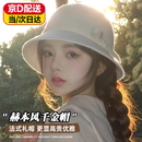 JIOESC赫本风帽子毛呢帽子白色礼帽千金风帽子法式复古礼帽白色千金礼帽 白色【55-58cm】【可调节帽围】