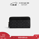 蔻驰（COACH）【圣诞礼物】奥莱男包经典标志风琴褶钱包通勤商务老花 QB/炭黑色/黑色