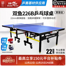 双鱼（DOUBLE FISH） 乒乓球桌室内可折叠移动式乒乓球台家用训练比赛标准乒乓球案子 226B-蓝面22MM