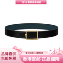 爱马仕（HERMES）TubeH磨砂H型金色平滑扣小牛皮双面皮皮带男款黑色宽3.8 黑色 100cm