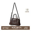 裘真植鞣头层羊皮悠悠保龄球包女复古休闲大容量手提单肩包 咖啡色肩带款-羊皮 预售11天