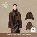 鄂尔多斯1980绵羊毛皮拉贡复古两面穿女装毛皮短外套25秋冬新品 布朗尼 M 165/84A