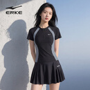 鸿星尔克（ERKE）泳衣女短袖分体裙式保守显瘦微胖女孩运动游泳衣泡温泉大码泳装女