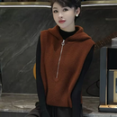【爆款轻奢】超减龄气质针织加厚显瘦连帽衫马甲 氛围橘 L （建议100斤-130斤）