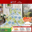 富安娜家纺毛毯 双人加大空调毯午睡毯法兰绒毯子 邂逅阳光180*200cm 绿