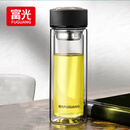 富光 男女士双层玻璃杯 水杯 支持团购定制 304杯子泡茶杯400ML黑