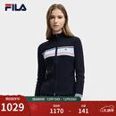 FILA 斐乐官方女士编织外套2025冬新款时尚休闲修身拼色拉链开衫 传奇蓝-NV M 165/84A/M