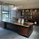 京多梦新中式黑胡桃白蜡木大班台酒店民宿办公室老板经理领导总裁主管桌 3.0米办公桌(黑胡桃木)