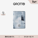 GROTTO个乐新款品牌箭头标护照夹多功能卡包证件真皮保护套新年礼物 笔触白