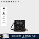 CHARLES&KEITH迷你菱格流浪包单肩斜挎双肩包包女包生日圣诞礼物CK2-60782390 【S号】Black黑色 S