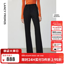 朗姿复古通勤高弹喇叭裤西裤冬季新款职业气质高腰女士西装裤长裤 黑色2加绒 M